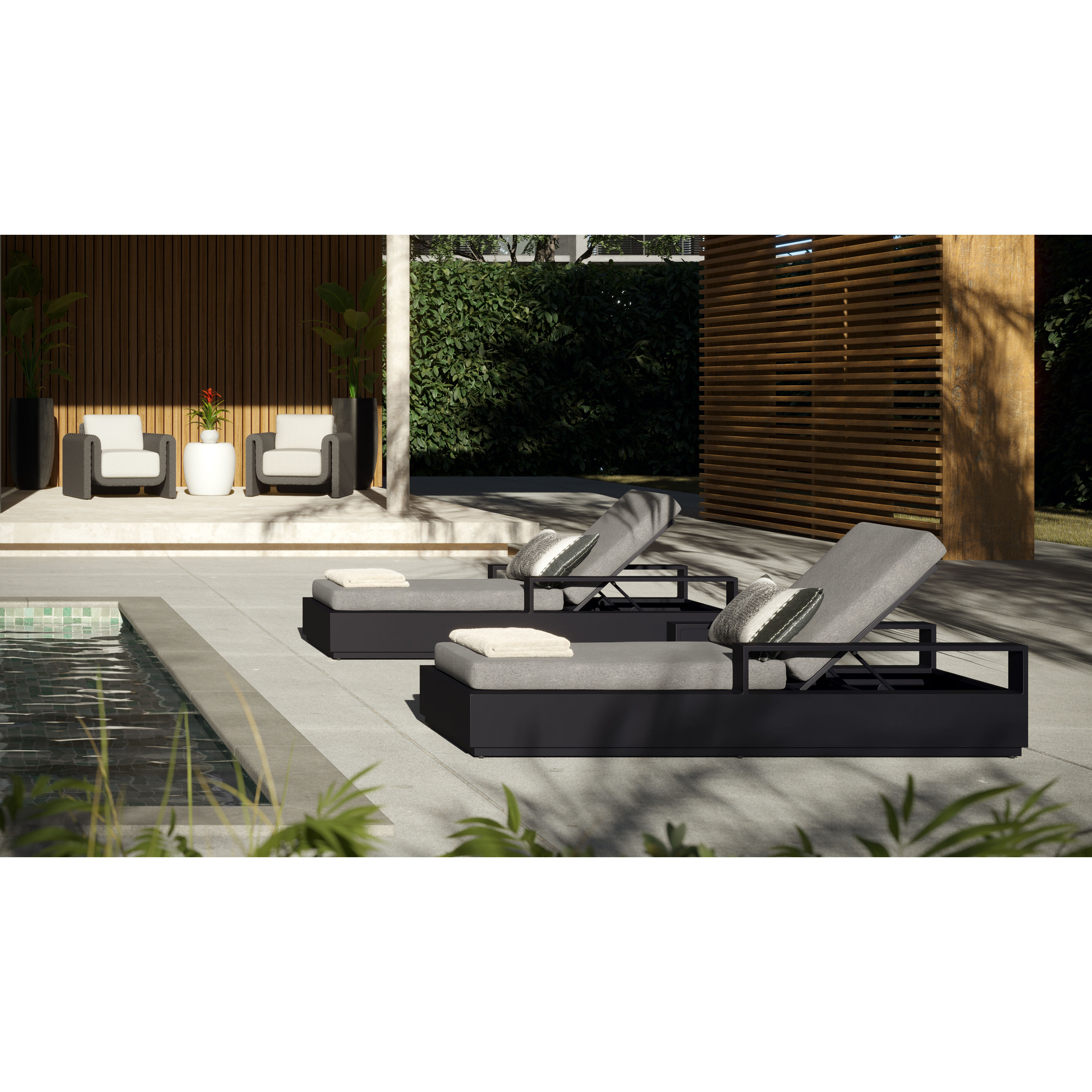 Tavira Charcoal / Lanikai Salt And Pepper Outdoor Lounger